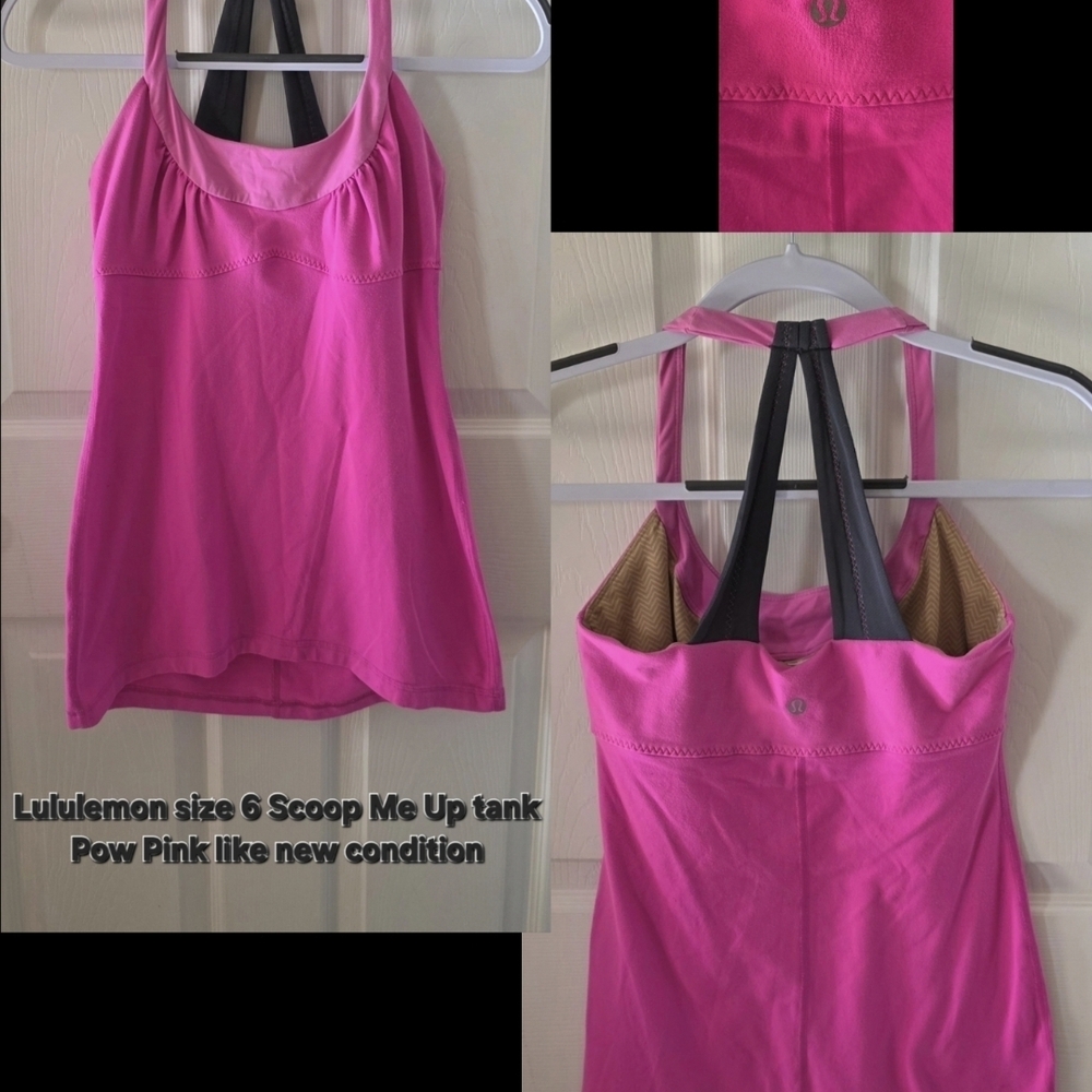 Lululemon size 6 Like New Scoop Me Up tank "Pow Pink"
